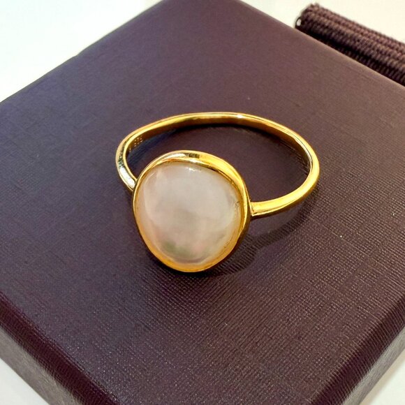 Linjer "Margit" Gold Vermeil Mother of Pearl Ring - Size 9 - Picture 4 of 11